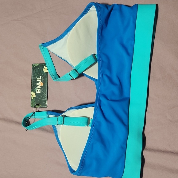 NWT BMJL women's Size M.Vibrant Blue High-Waisted Bikini Set with Wrap-Style Top - Picture 7 of 15